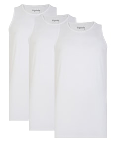 Bigdude 3 Pack Plain Vests White